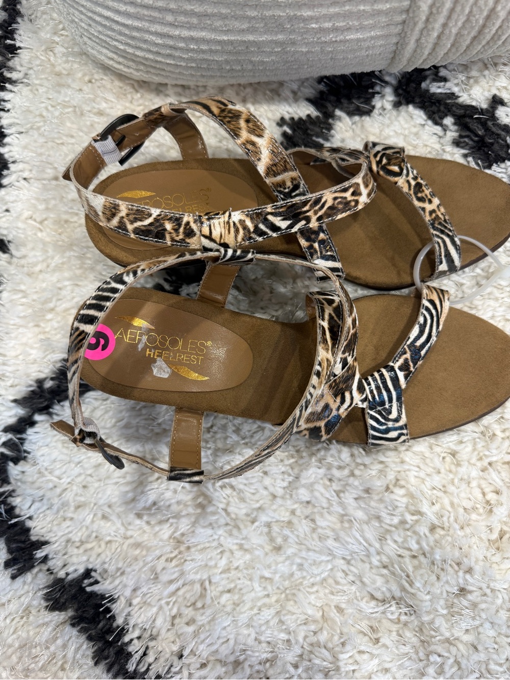 Aerosoles Heel Rest Mixed Animal Print Strappy Slingback Sandals Size 9 - Picture 6 of 11